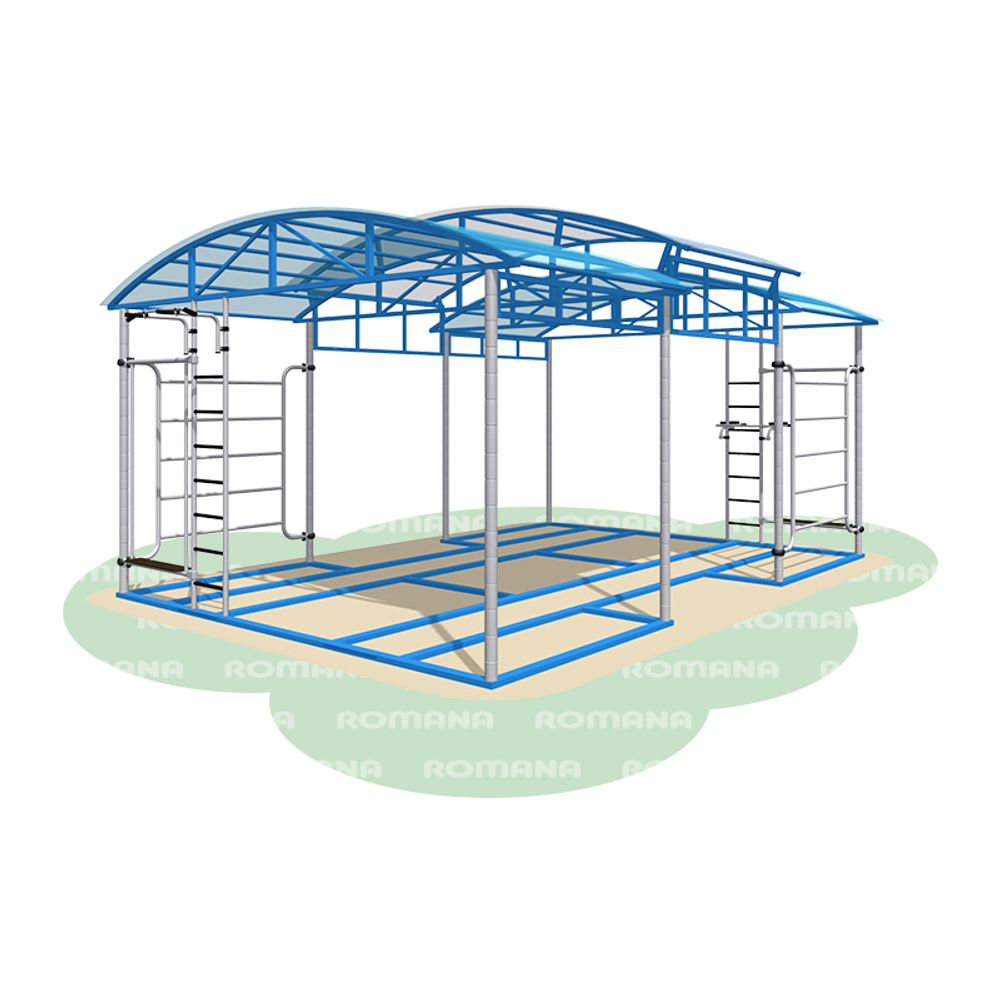 Теневой навес Romana 301.26.00 (на раме, ступенчатая крыша, встраиваемые турники)