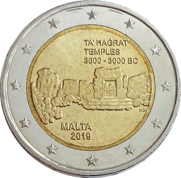2 евро 2019 Мальта «Доисторические места Мальты - Храм Та’ Хаджрат»