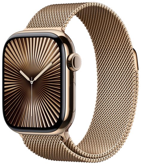 Часы Apple Watch Series 10, 42 мм, корпус из титана цвета «Golden Titanium», ремешок Milanese цвета «Golden», золотой