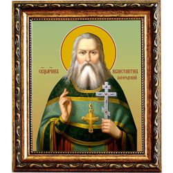Константин (Голубев), Богородский, священномученик, пресвитер. Икона на холсте. В раме 15 х 18 см.