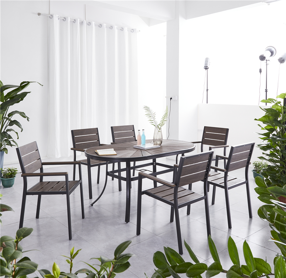 Алюминиевый овальный стол 160*90 ПОЛИВУД-4 «POLYWOOD-4» цвет каштан арт.1021