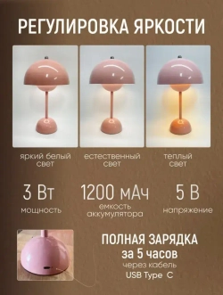 Лампа настольная/Светильник прикроватный Bauhaus + адаптер на евро вилку (Ростест)