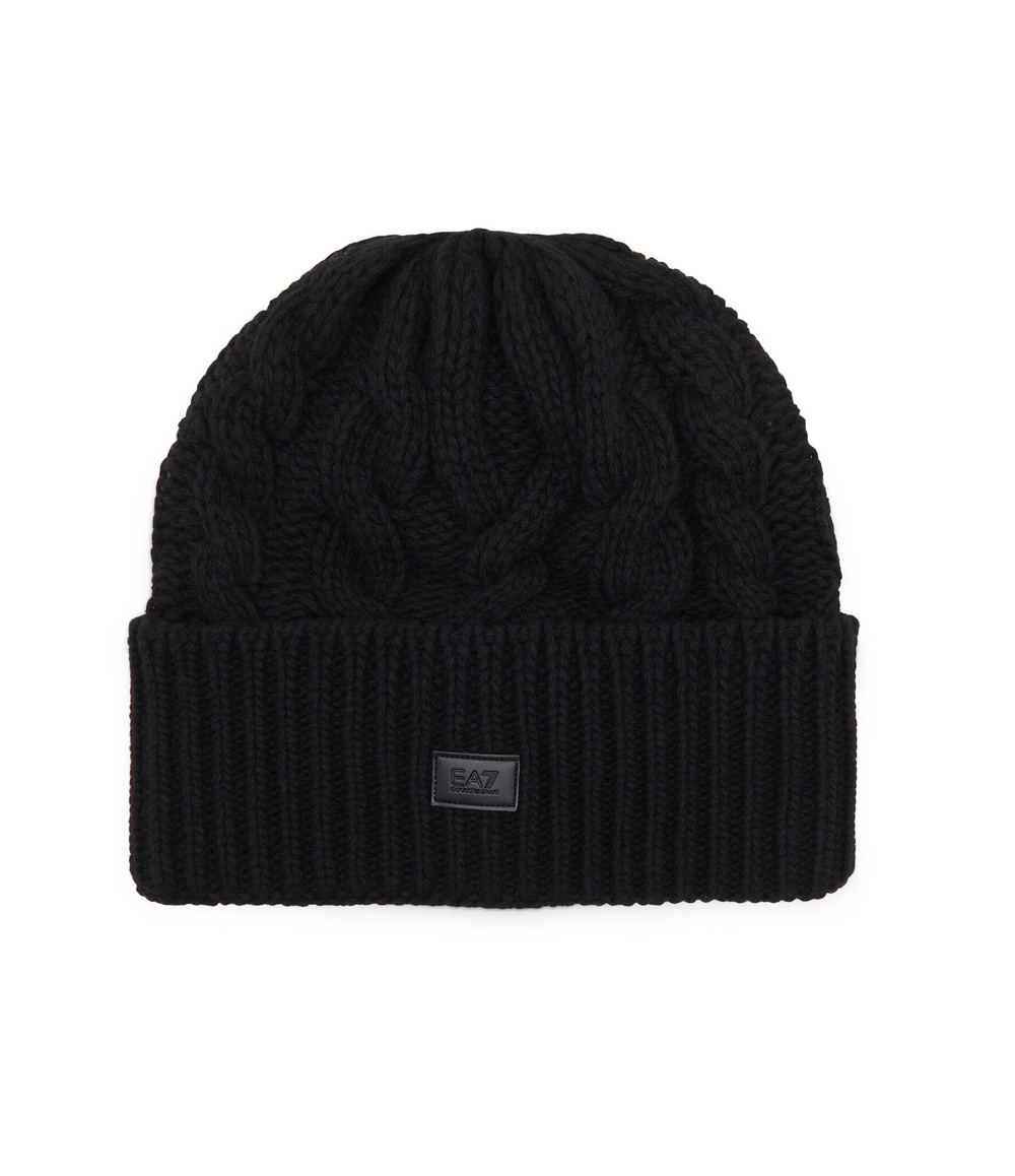 Хлопковая шапка EA7 - черный(240124 3F103)
