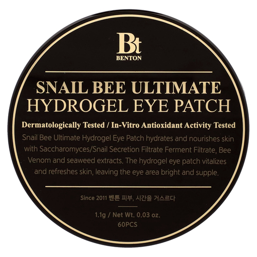 Benton, гидрогелевые патчи для глаз, Snail Bee Ultimate, 60 шт.