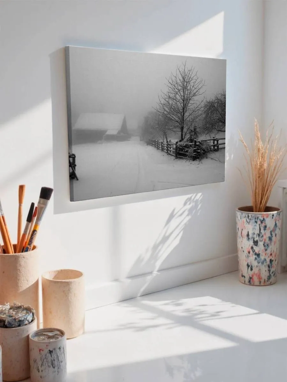 Картина на стену 40 X 50 Зимняя деревня