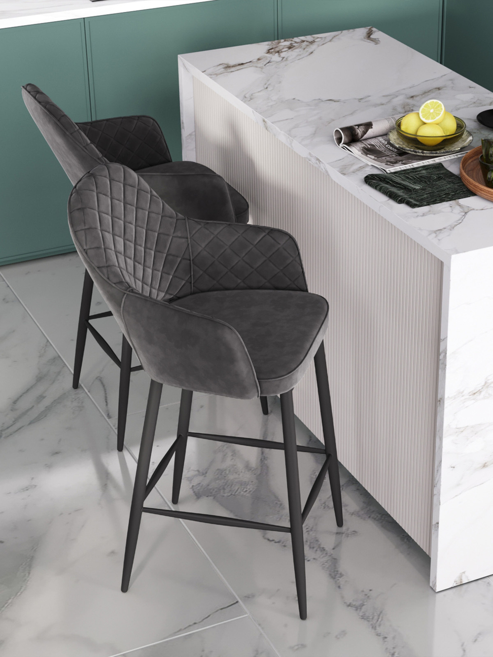 Стул Венера диамант велюр серый