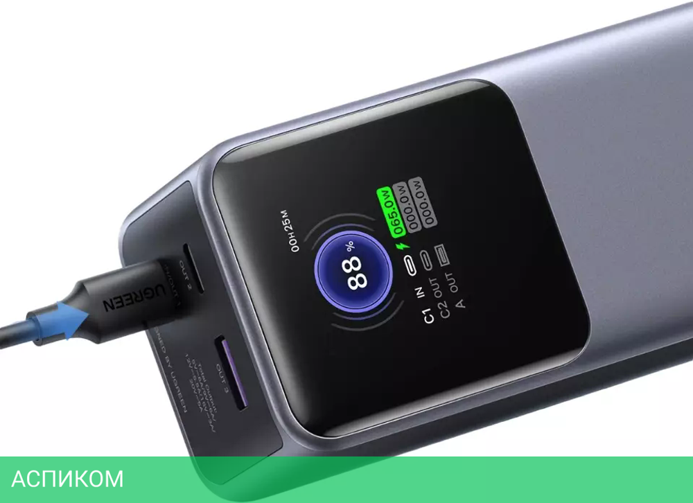 Портативное зарядное устройство Ugreen PB722 Space Gray (35525B)