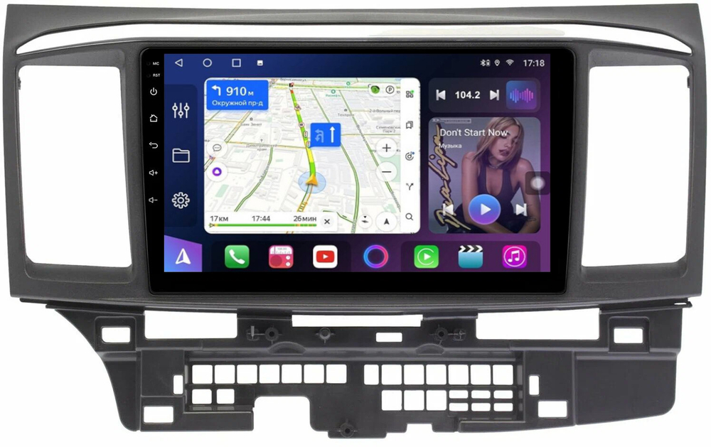 Магнитола для Mitsubishi Lancer X 2007-2016 (рамка 9) - FarCar 037-9/3281M монитор 9" QLED на Android 13, 8 ядер (TS18), CarPlay, 4G SIM-слот