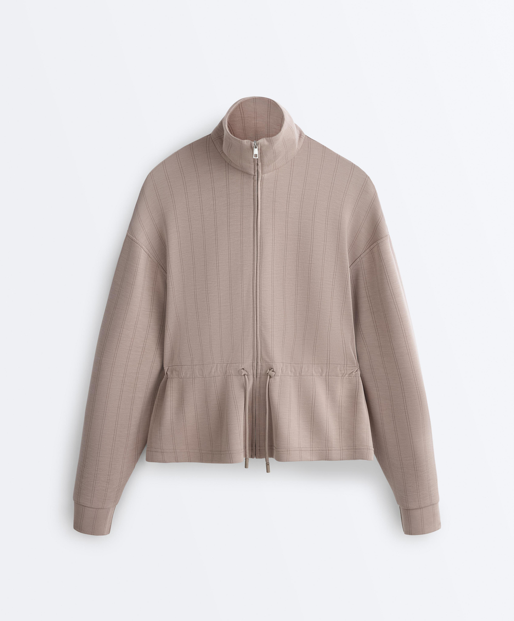 Oysho Мягкая куртка с регулируемой талией и высоким воротником, светло-серый