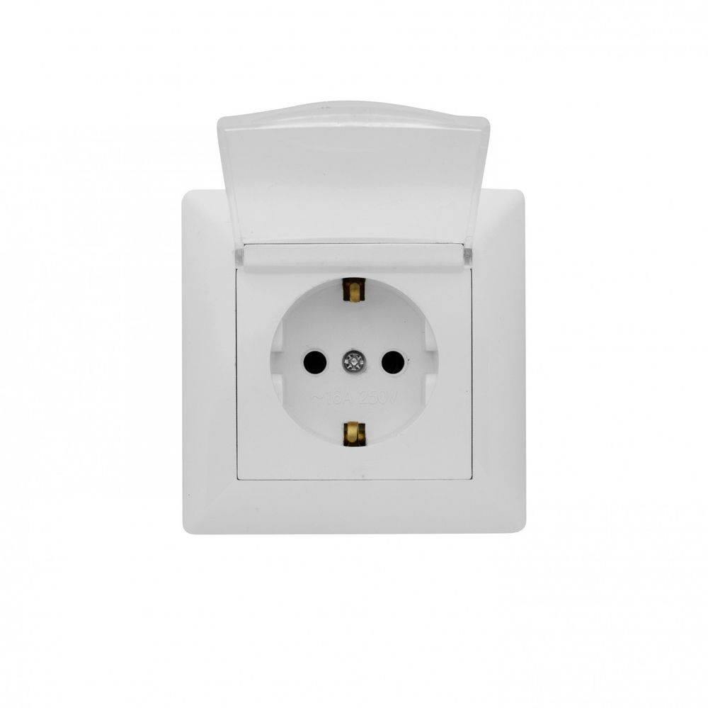 Розетка 1-местная белая с/з евро с крышкой Profitec Оптима Е07Р 0105 011
