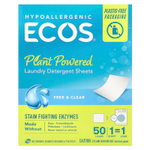 Earth Friendly Products, ECOS®, моющее средство для стирки на растительной основе, бесцветное и прозрачное, 50 шт., 175 г (6,17 унции)