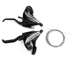 Манетки/тормозные ручки (совместимы с Shimano), левая - 3 ск., правая - 7 ск., черные, с тросиком