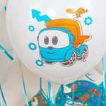 Шар (12''/30 см) Грузовичок Лёва, С Днем Рождения!, Белый (200), пастель, 2 ст, 25 шт.