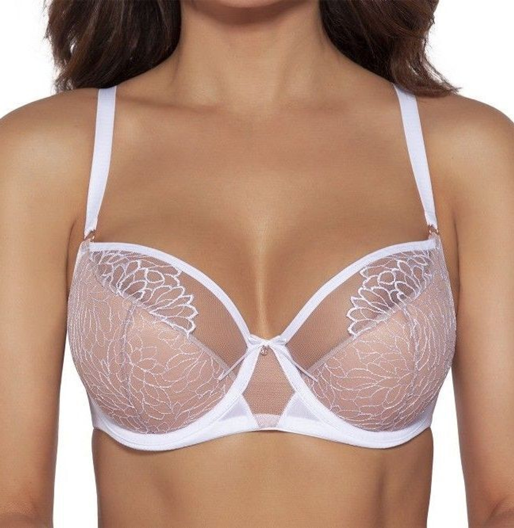 Бюстгальтер plus size на каркасах с нежной вышивкой (Размер: 90H) (Цвет: белый)