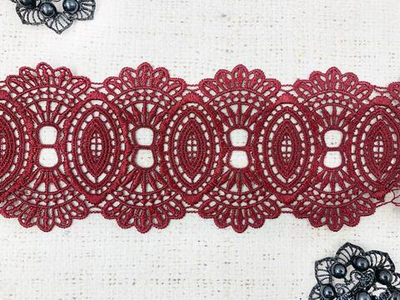 Кружево плетеное, ш. 8,5 см, винный