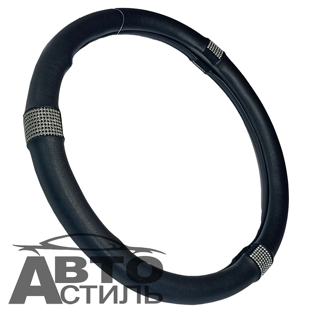 Оплетка на руль круглая Coolpart DIAMOND (37*38) BRILLIANT elegant черн\бел A688BL-WT белый