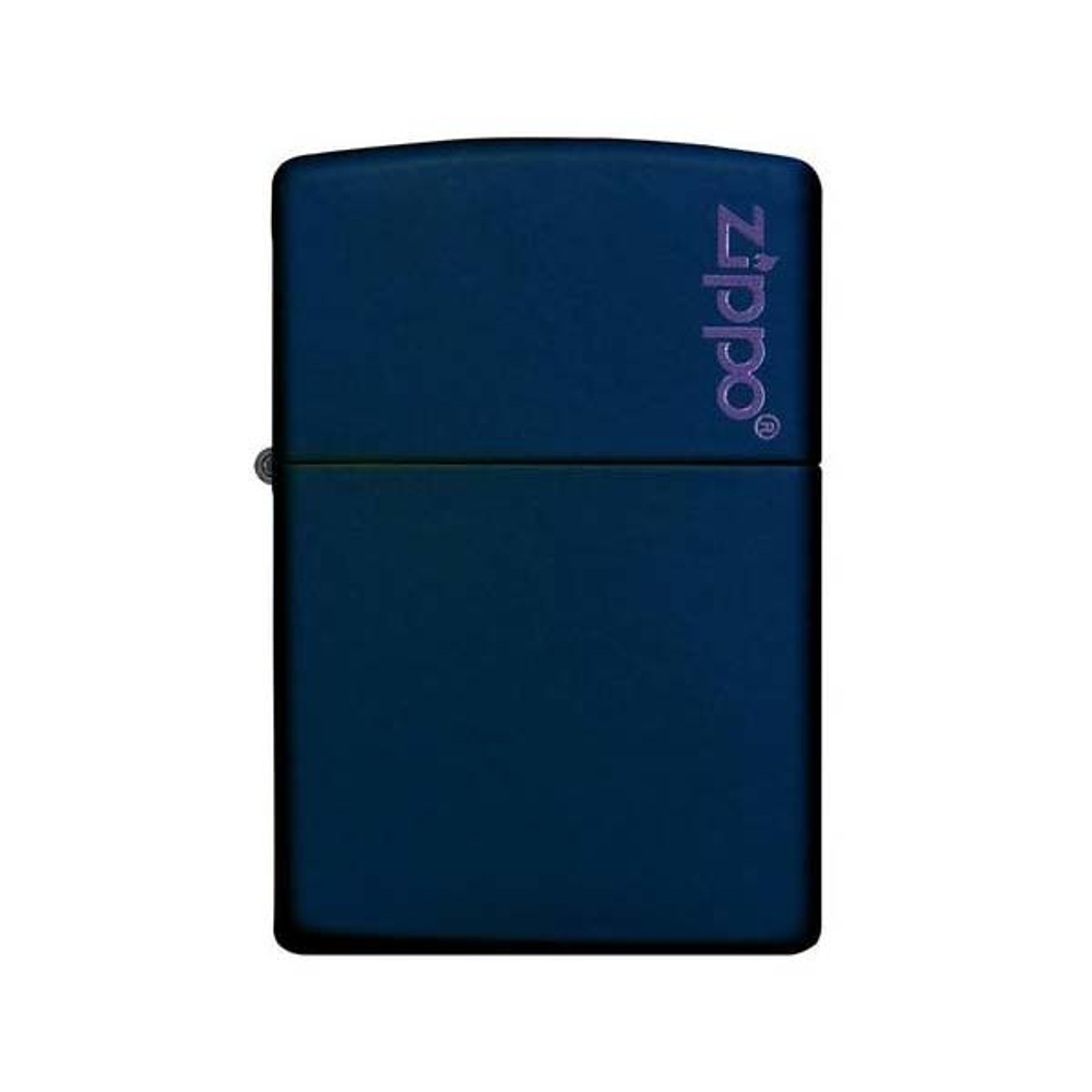 Зажигалка Zippo Navy Matte Logo, латунь/сталь, синяя с фирменным логотипом, матовая, 36x12x56