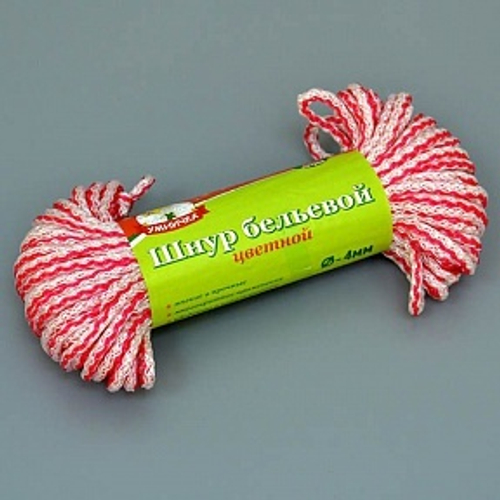 Шнур бельевой Д-4мм Л-20м цветн "Умничка"