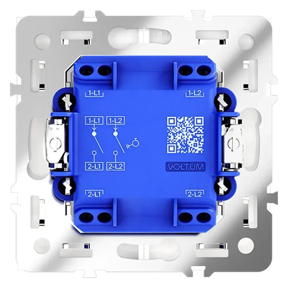 Выключатель с самовозвратом встраиваемый VOLTUM S70 двухклавишный 10А, (белый глянцевый)