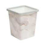 Ведро для мусора с фиксатором квадратное 14л с декором Белый Мрамор