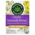 Traditional Medicinals, Organic Smooth Move®, сенна и ромашка, без кофеина, 16 упакованных чайных пакетиков, 32 г (1,13 унции)