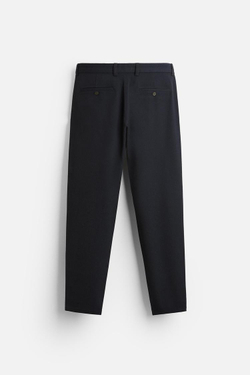 ZARA БРЮКИ КОМФОРТНОЙ ПОСАДКИ ИЗ РЕЛЬЕФНОЙ ТКАНИ, ЦВЕТ НОЧНОГО НЕБА