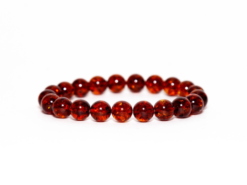 Браслет из янтаря натурального мужской/женский, диаметр 10 мм.