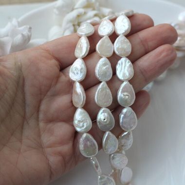 Жемчуг натуральный барочный, капля, 13,9-15,5 мм, 1 нить, Ж033