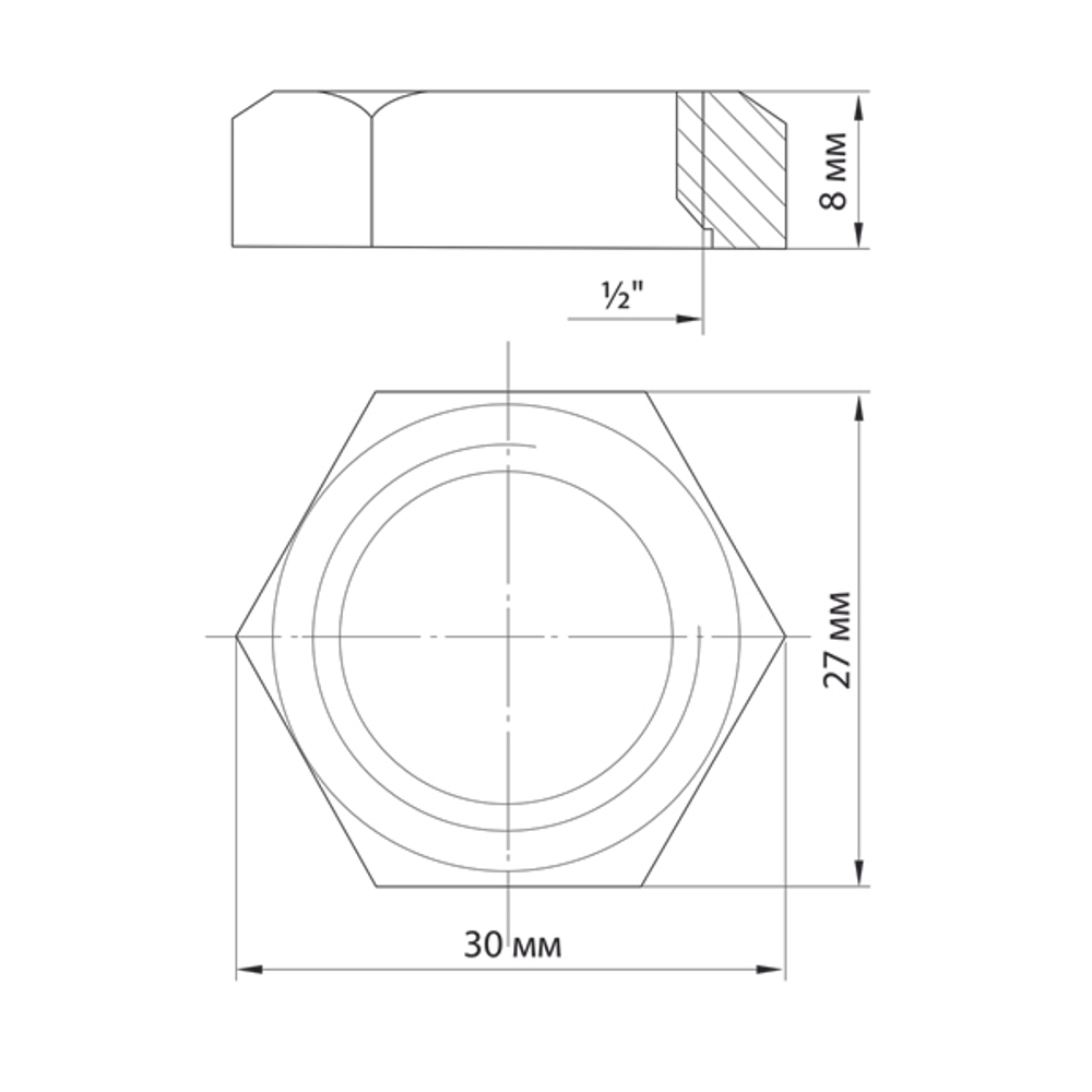 Контргайка 1/2'' вн/вн VRT® никель