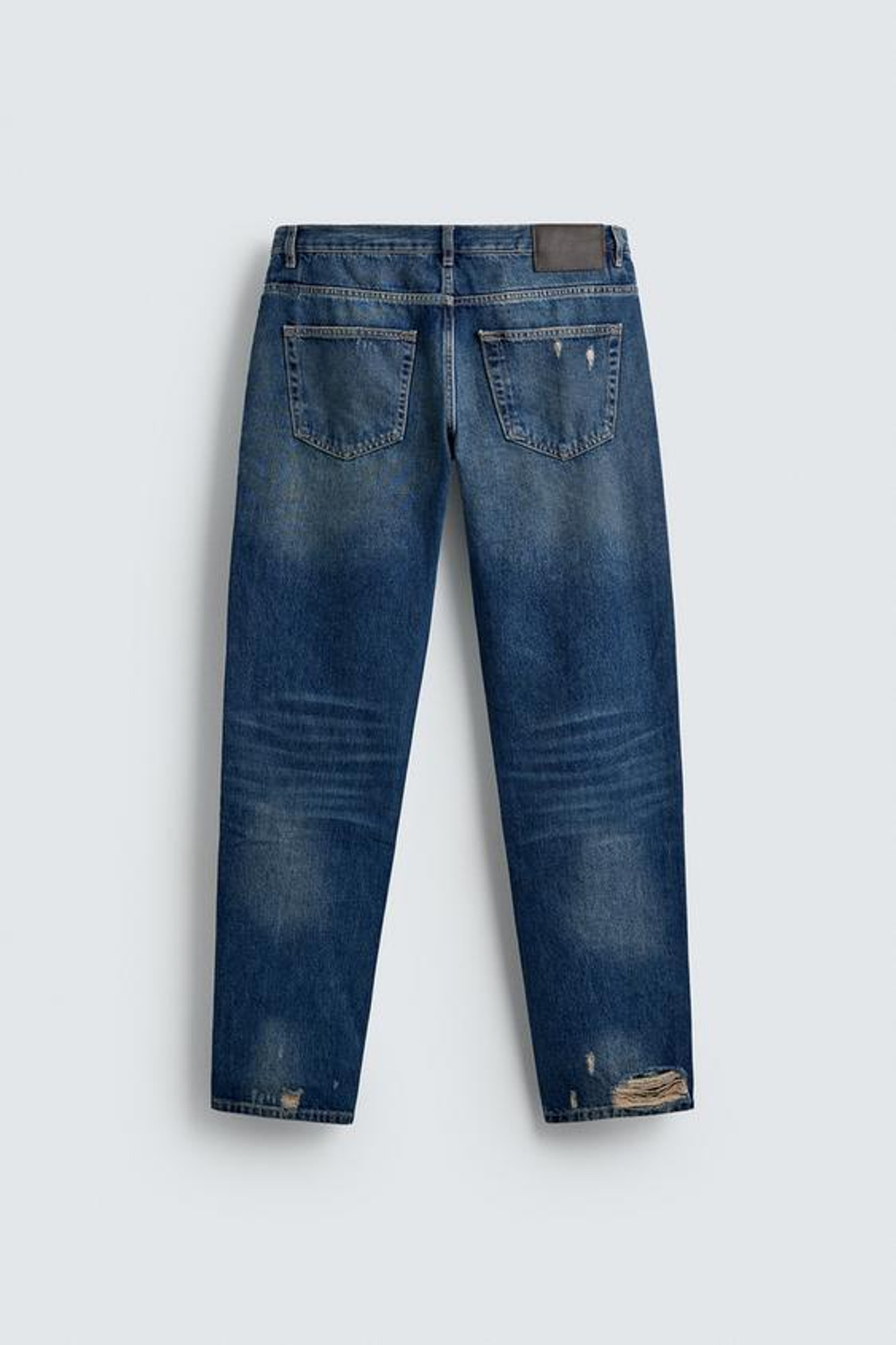 ZARA ДЖИНСЫ SLIM FIT С РАЗРЕЗАМИ, ВЫЦВЕТШИЙ СИНИЙ