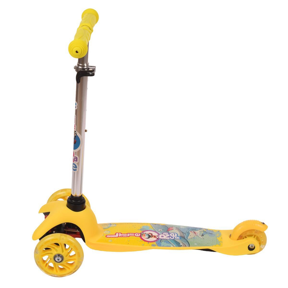 Самокат 3х кол. зеленый, 55см, макс.высота ручки 62см. колеса PU свет, макс.вес 45кг.