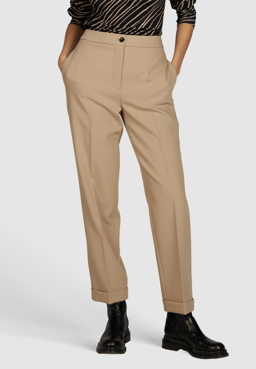 Брюки под классику Marc Aurel 93236 бежевый отвороты