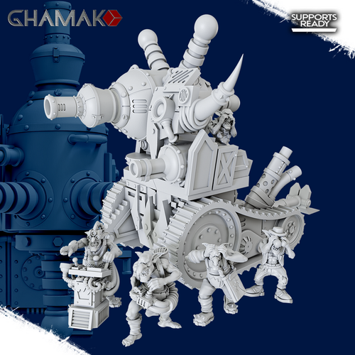 Orks Greenskins Gretchin Mek Gun Орочья пушка с толпой гротов миниатюра для dnd, днд, pathfinder, фентези, Настольная игра, НРИ, Варгейм, РПГ