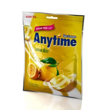 Леденцы Lotte Anytime Лимон и мята без сахара 74 г, 3 шт