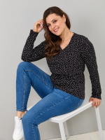 Лонгслив ЛНкл-080/черный-белыйгорох