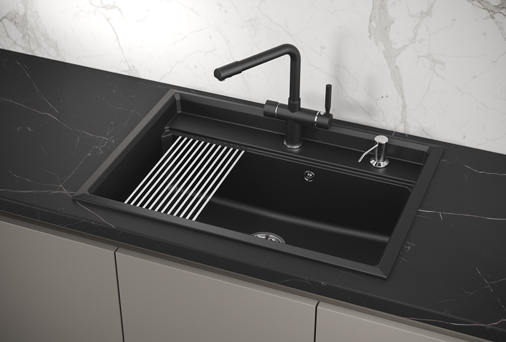 Кухонная мойка GRANULA Kitchen Space (7301, ШВАРЦ)