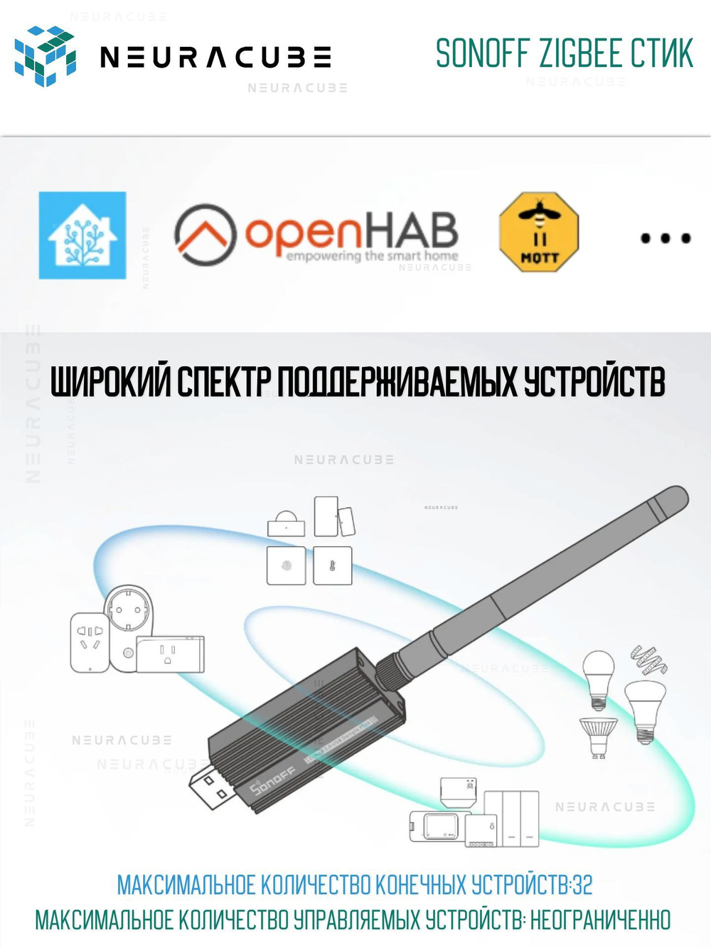 Zigbee 3.0 Стик SONOFF USB Dongle Plus-E (Координатор)