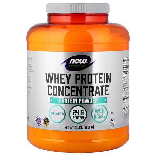 NOW Foods, Sports, концентрат сывороточного протеина в порошке, без добавок, 2268 г (5 фунтов)