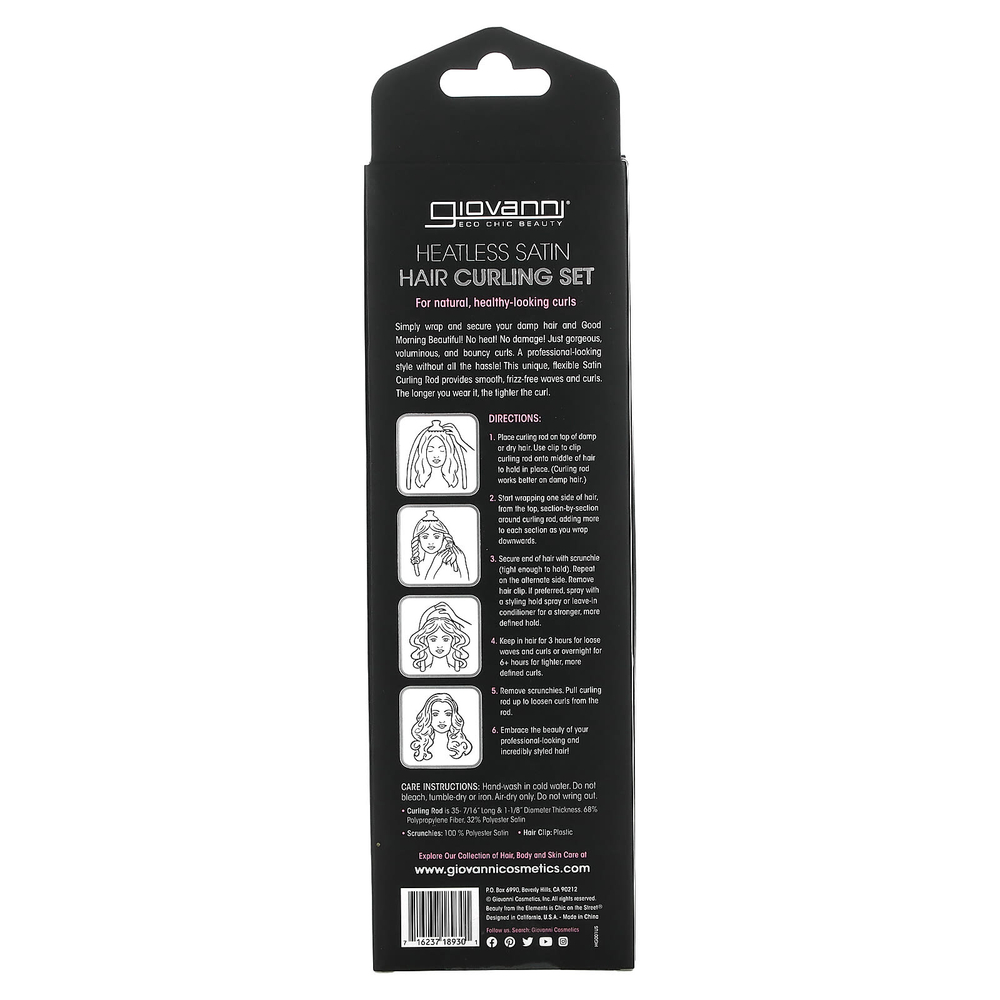 Giovanni, Heatless Satin, набор для завивки волос, румяна, 4 шт.