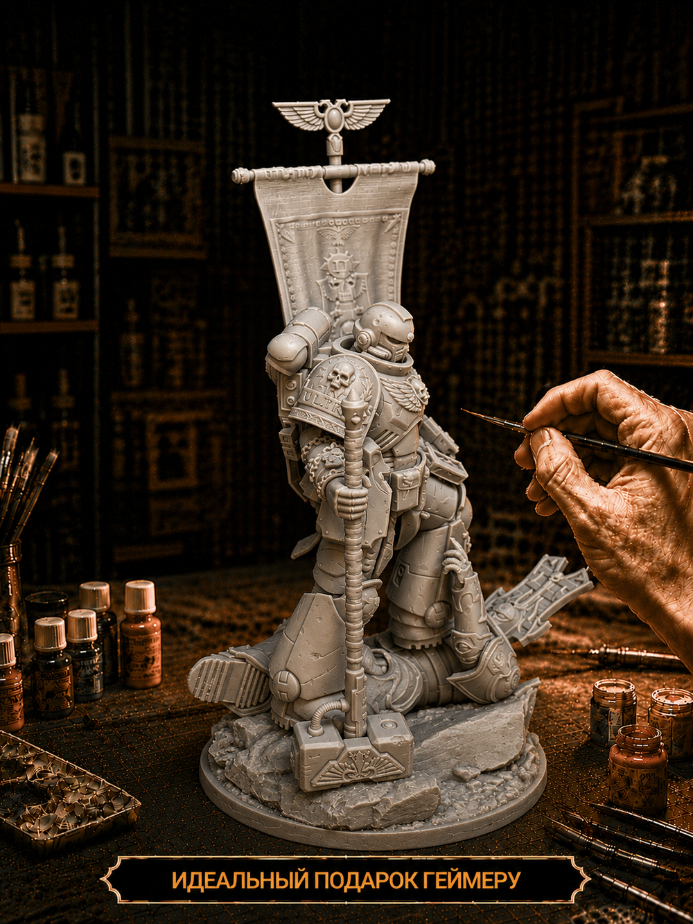Фигурка, капитан Деметриан Титус, Warhammer 40 000, высота фигурки 19 см