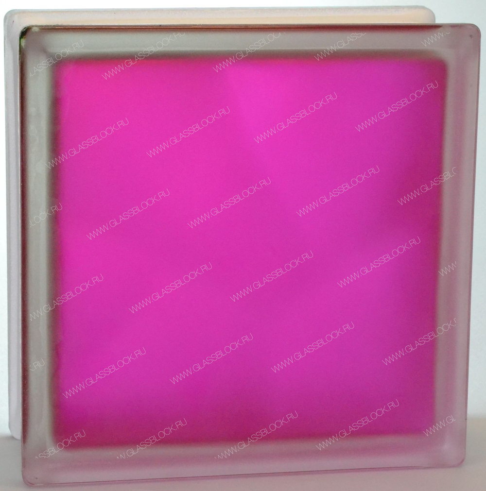 Купить Стеклоблок полуматовый малиновый (матовый с одной стороны) Vitrablok  19x19x8