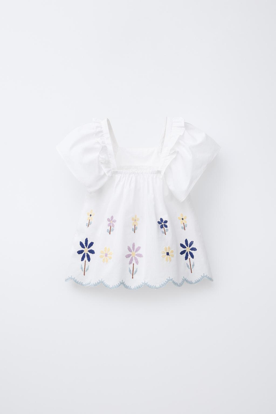 ZARA ТОП С ВЫШИВКОЙ, БЕЛЫЙ