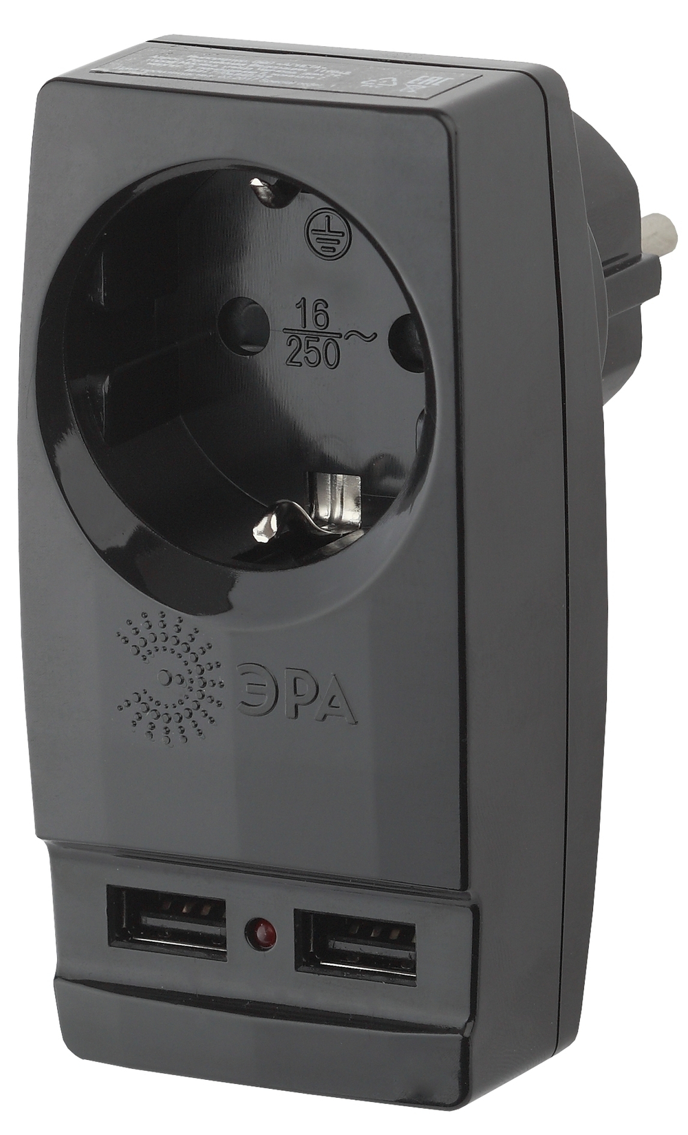 Адаптер ЭРА Polynom SP-1e-USB-B 1 гнездо c заземлением (черный/белый)
