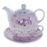 Набор чайный "Рондо", 3 предмета: чайник 330 мл, чашка 260 мл, блюдце d=15 см, цвет розовый