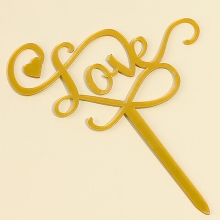 Топпер для торта "Love" золотой