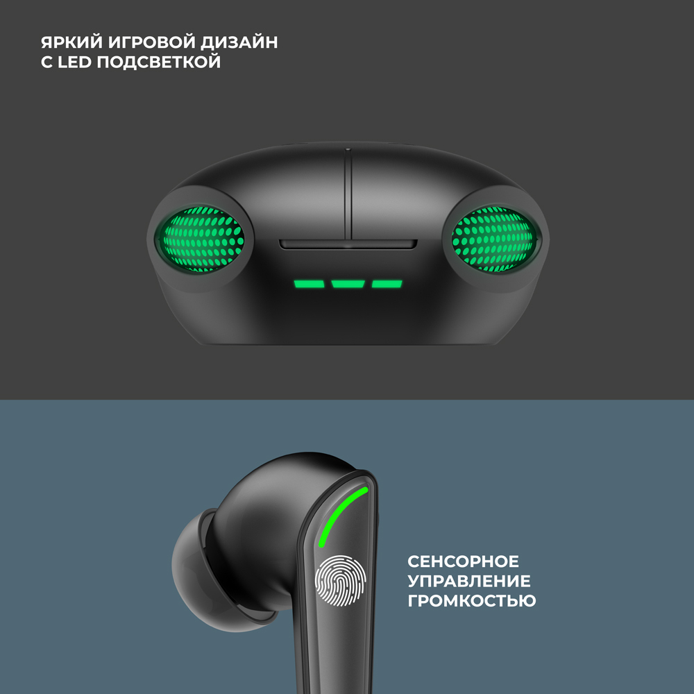Беспроводные наушники с микрофоном Air Termit, BT 5.3, 350 мАч, черный