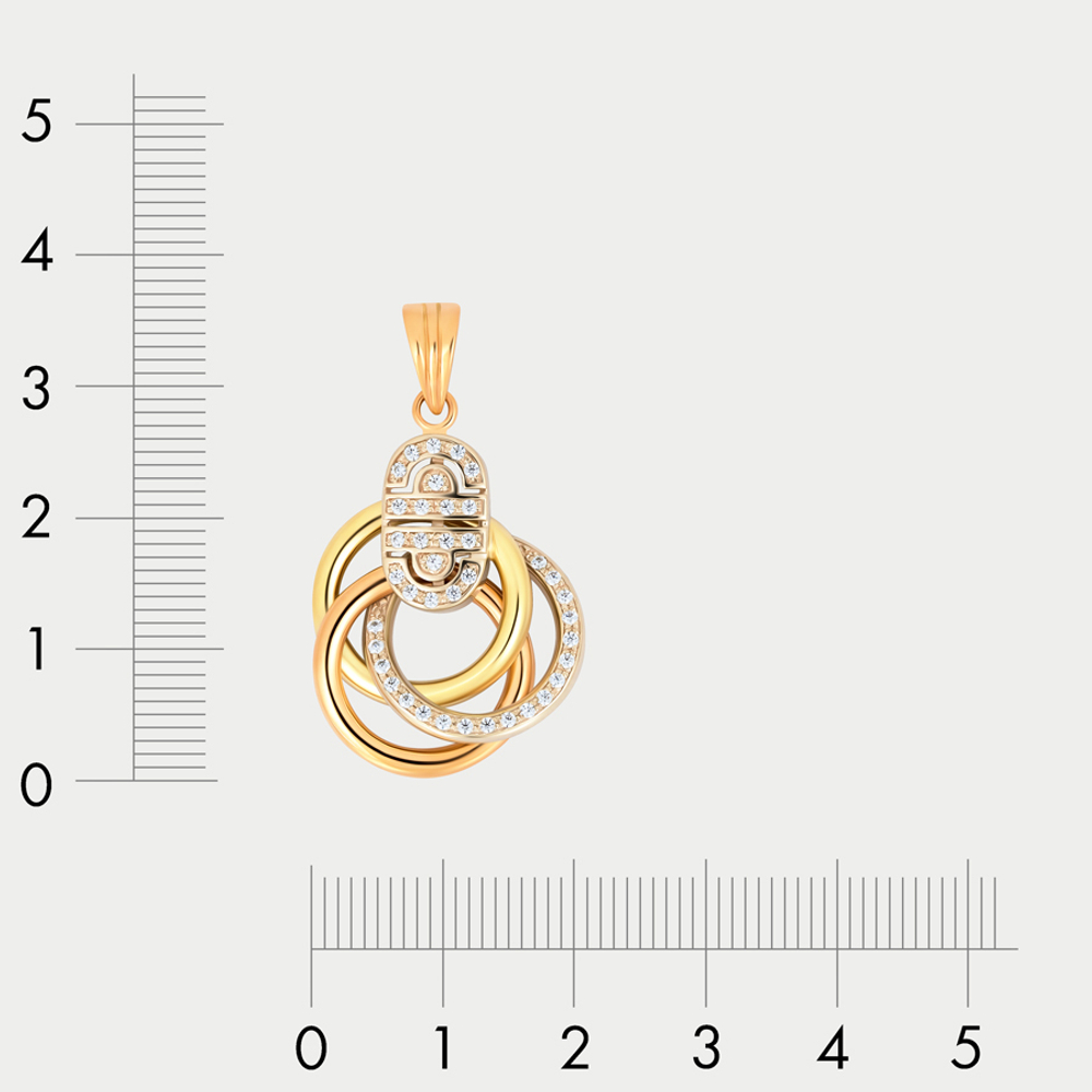 Подвеска женская из комбинированного золота 585 пробы с фианитами (арт. П777-5301)