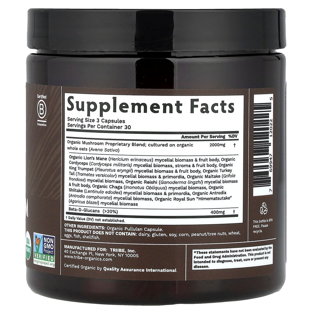 Tribe Organics, Золотая смесь грибов, 90 капсул