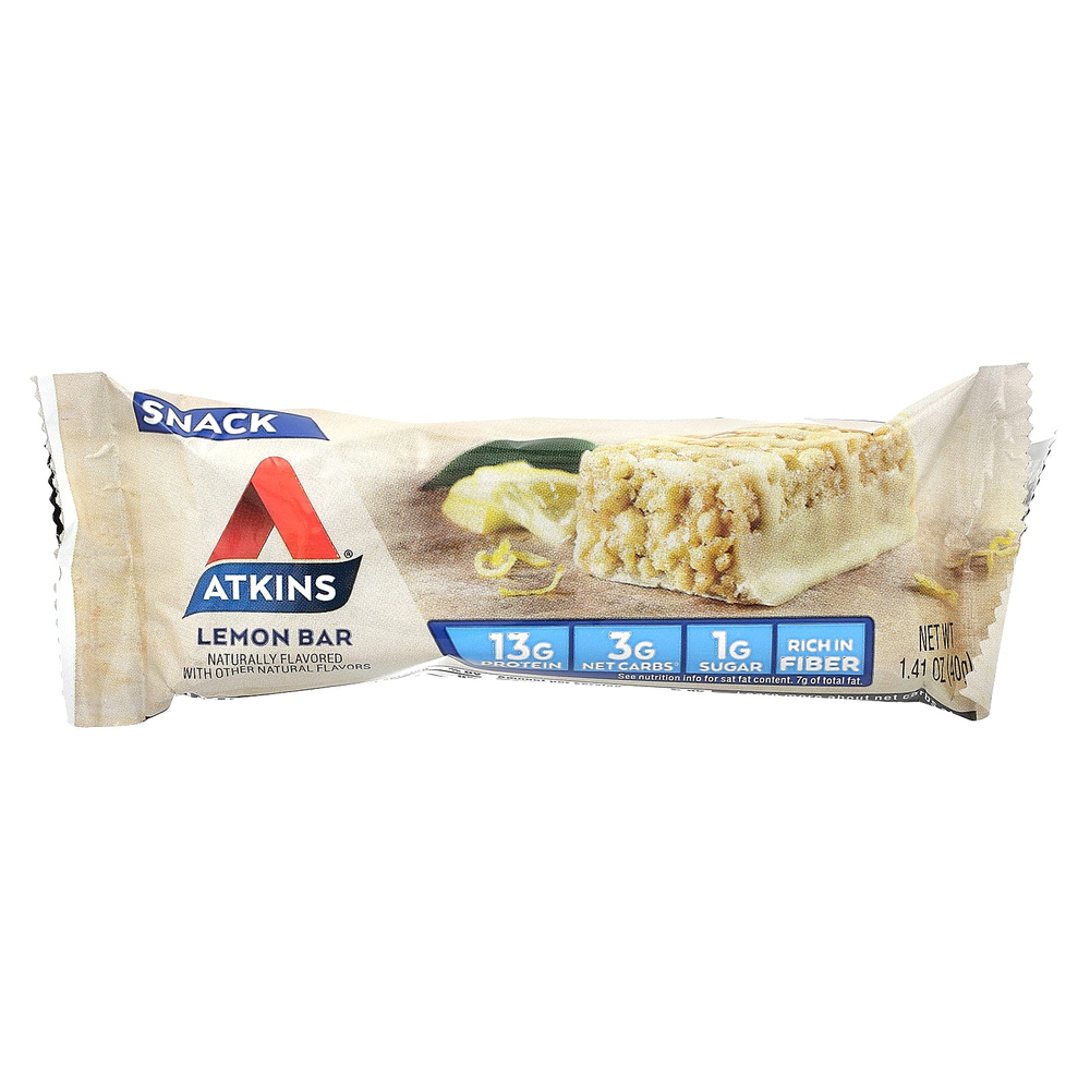 Atkins, Лимонный батончик, 5 батончиков, весом 40 г (1,41 унции) каждый
