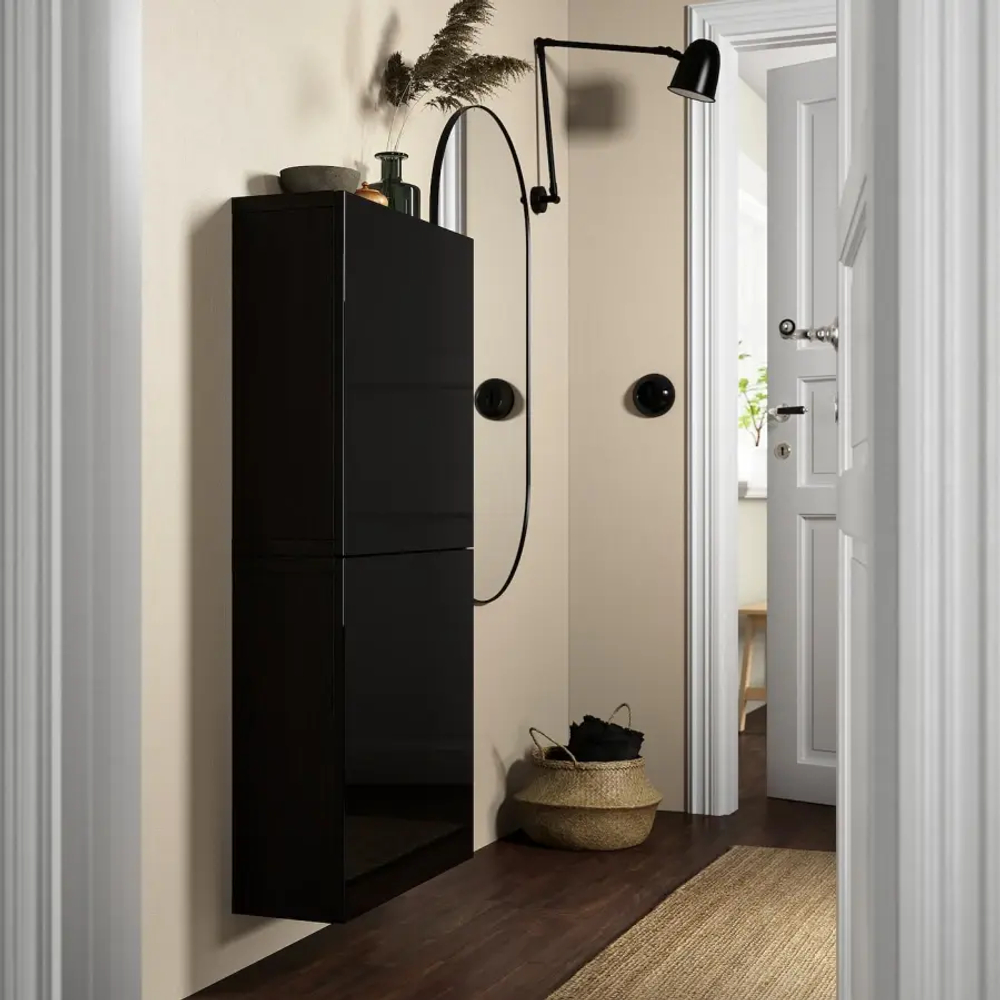 Навесной шкаф - IKEA BESTÅ/BESTA, 60x22x128 см, черный, БЕСТО ИКЕА